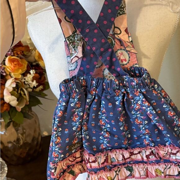 Matilda Jane Ruffle Pinafore Polka Dot Jumper Overall Dress 6-12 month - Picture 3 of 4